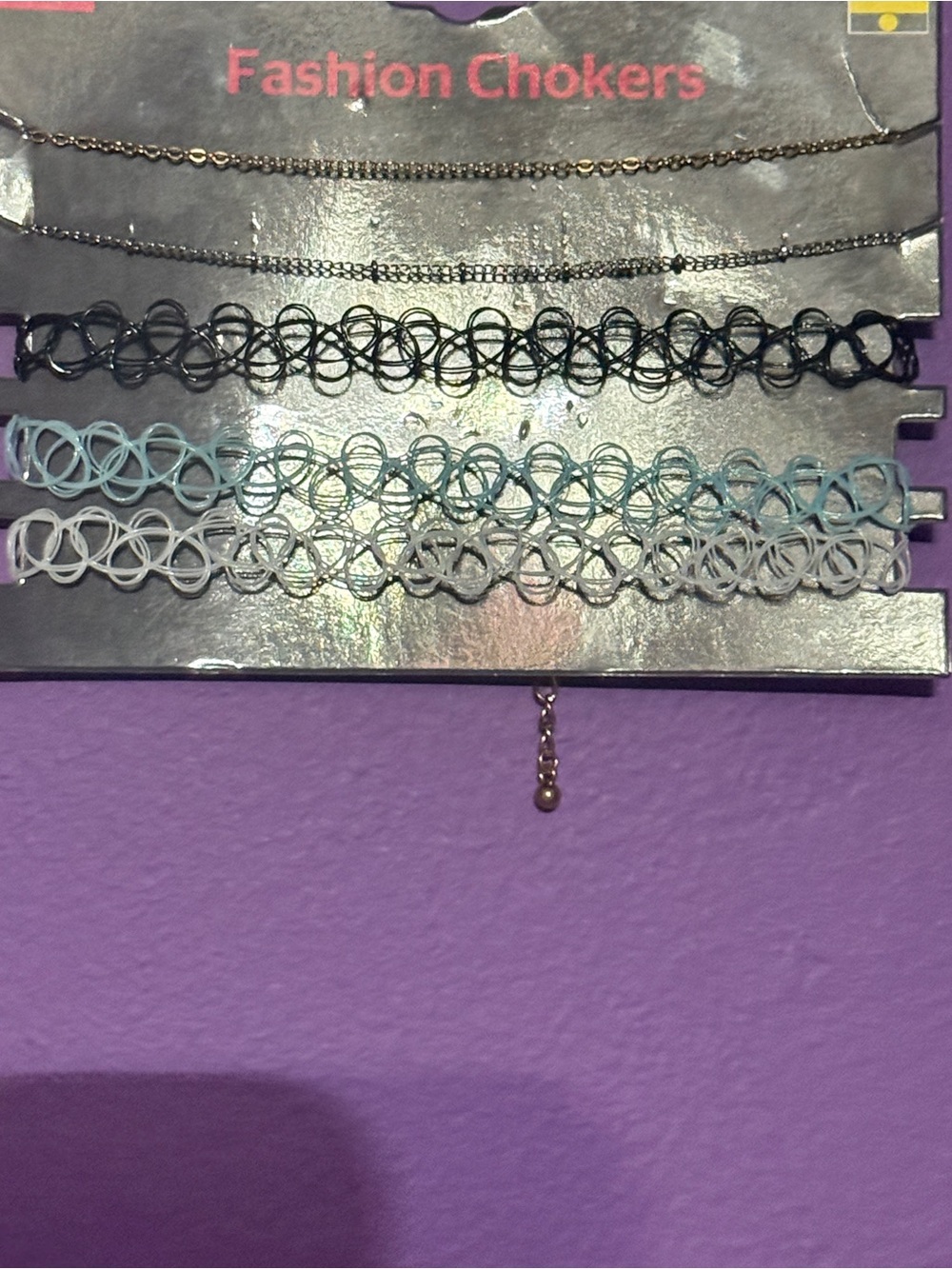 Fashion Chokers 5-Pack - Black, Light Blue, White Layered Necklace Set